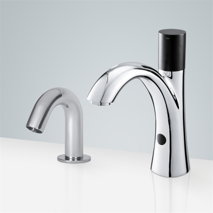 Creteil Hotel Chrome Finish Touchless Automatic Commercial Sensor Faucet & Automatic Soap Dispenser