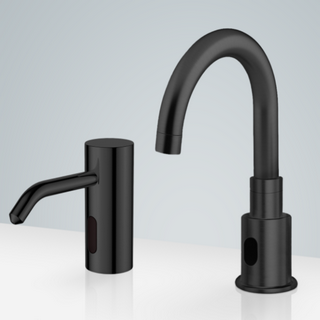 Verona Oil Rubbed Bronze Motion Sensor Faucet, Automatic Liquid Soap Dispenser Set For Restrooms