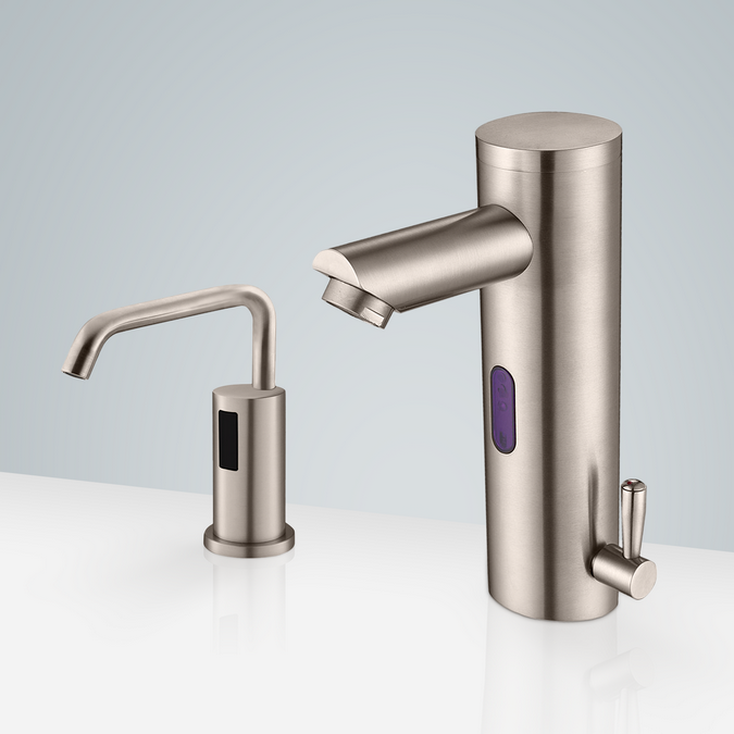 BathSelect Melun Motion Sensor Faucet & Automatic Soap Dispenser for Restrooms in Brushed Nickel Finish