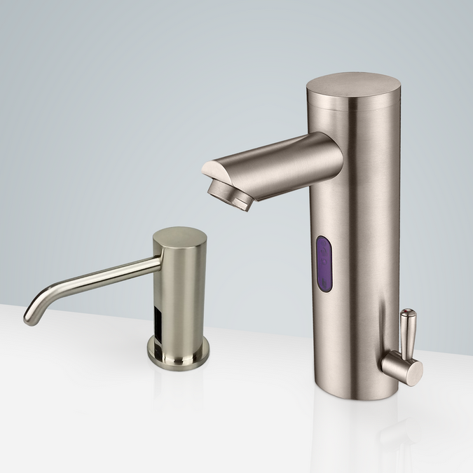 BathSelect Dijon Motion Sensor Faucet & Automatic Soap Dispenser for Restrooms in Brushed Nickel