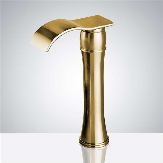 BathSelect Deck Mounted Brushed Gold Automatic Touchless Infrared Hot and Cold Sensor Faucet