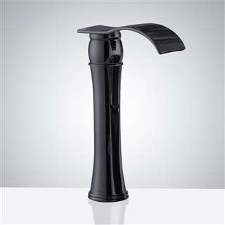 BathSelect Deck Mounted Shiny Black Automatic Touchless Infrared Hot and Cold Sensor Faucet