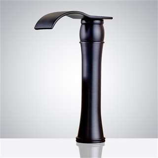 BathSelect Deck Mounted Matte Black Automatic Touchless Infrared Hot and Cold Sensor Faucet