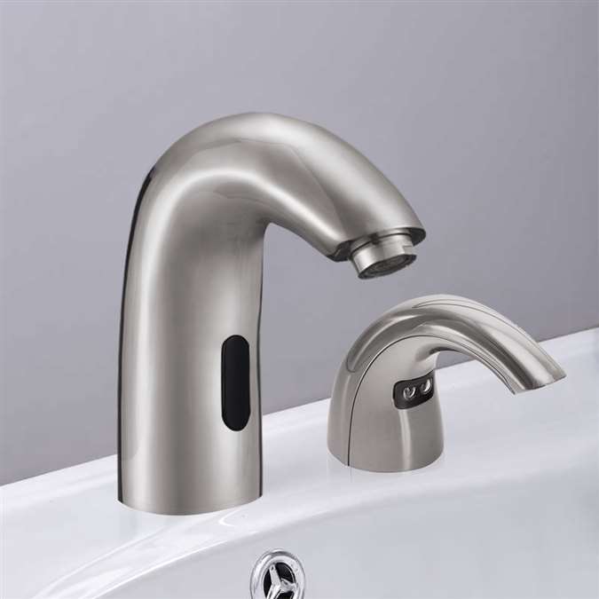 Florence Commercial Brushed Nickel Finish Sensor Faucet & Automatic Soap Dispenser For Restrooms