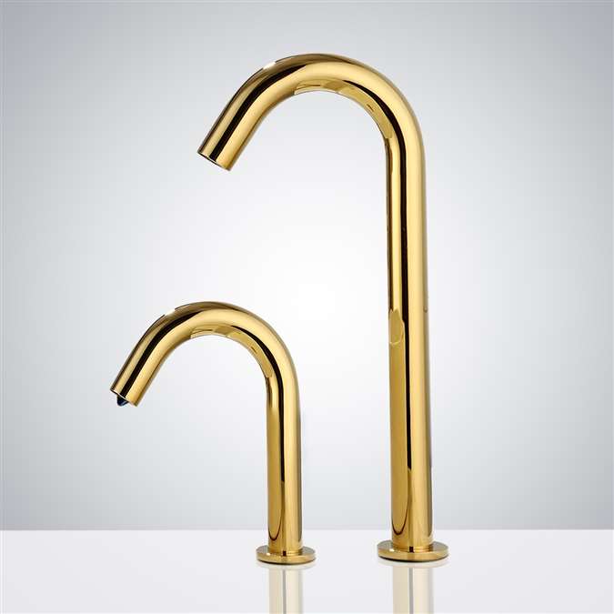 BathSelect Gold Slim Design Commercial Automatic Sensor Faucet and Sensor Soap Dispenser