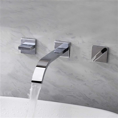 Chrome Plate Bathroom 3pcs Sink Faucet Dual Handles