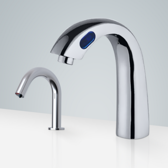 BathSelect Bollnäs Chrome Finish Motion Sensor Faucet & Automatic Soap Dispenser For Restrooms