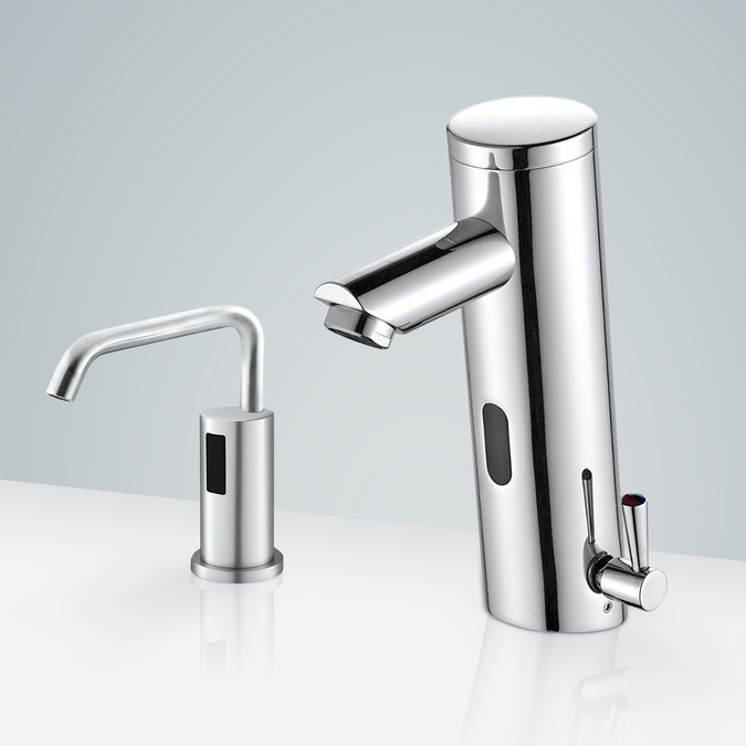 BathSelect Sète Chrome Motion Sensor Faucet & Automatic Soap Dispenser for Restrooms