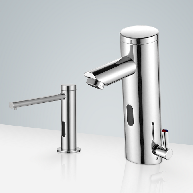 BathSelect Creteil Chrome Motion Sensor Faucet & Automatic Soap Dispenser for Restrooms