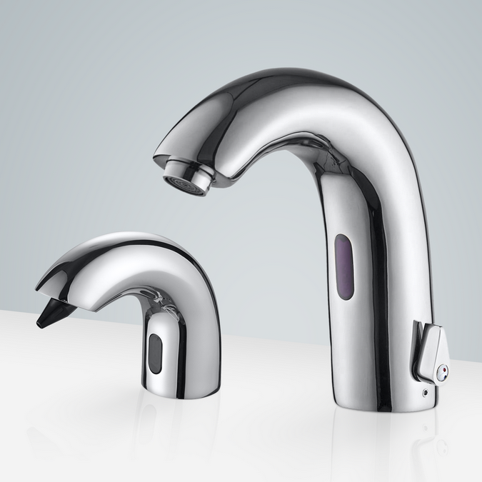 BathSelect Deauville Chrome Motion Sensor Faucet & Automatic Soap Dispenser for Restrooms