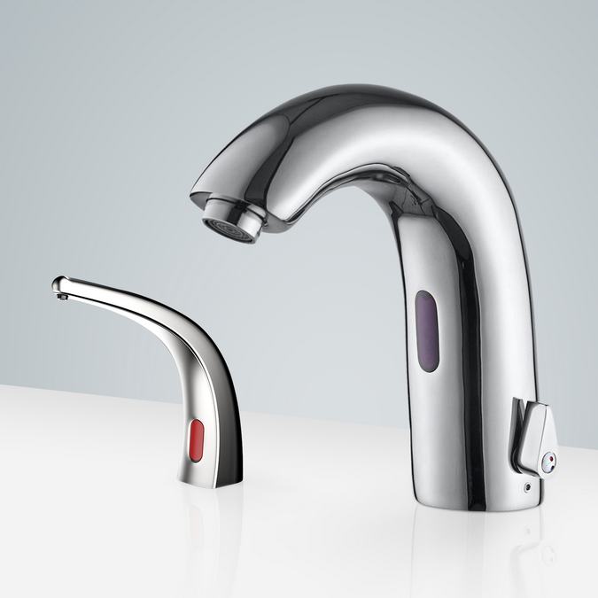 BathSelect Chatou Chrome Motion Sensor Faucet & Automatic Soap Dispenser for Restrooms