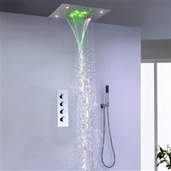BathSelect 15"*20" Large LED Shower Shead with Way Mixer & Handshower