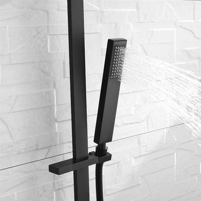 Wall Mount Square Adjustable Sliding Bar with Handheld Shower in Chrome