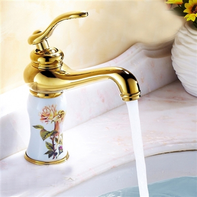 Mulhouse Single Handle Gold Finish Bathroom Sink Faucet