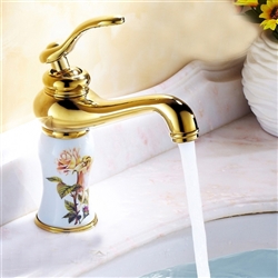 Mulhouse Hostelry Single Handle Gold Finish Bathroom Sink Faucet