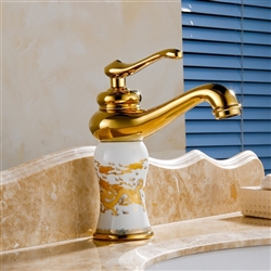 Roubaix Single Handle Gold Finish Bathroom Sink Faucet