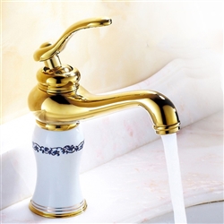 Orleans Single Handle Gold Finish Bathroom Sink Faucet