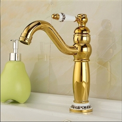 Amiens Gold & Ceramic Single Handle Deck Mount Bathroom Sink Faucet