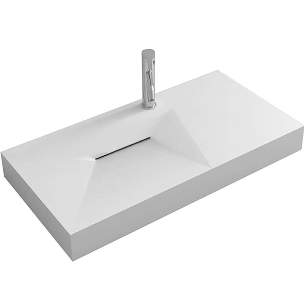 BathSelect Modena rectangular wall hung bathroom sink in matte white artificial stone