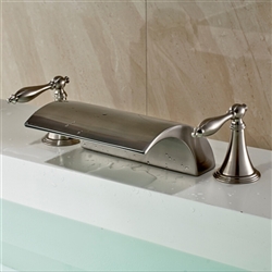 Limoges Deck Mount Brushed Nickel Double Handled Bathtub Faucet
