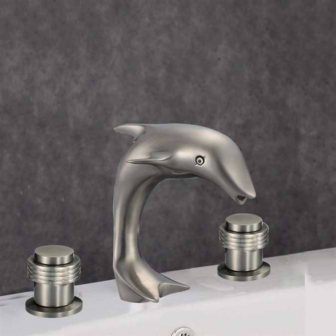 Roman Dolphin Shaped Dual Handle Bathroom Sink Faucet