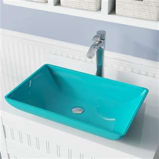 Genoa Turquoise Colored Glass Vessel Bathroom Sink