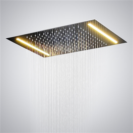 Rectangular Ceiling Mounted Shower Head with Single Color LED