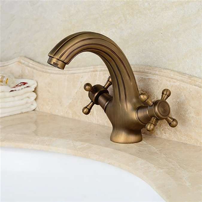 Naples Hostelry Antique Double Handle Bathroom Sink Faucet