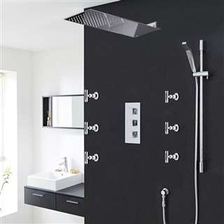 Florence Bathroom Shower Set with Square Rainfall Shower Head & Body Massage Jets