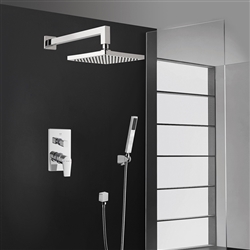 BathSelect Bravat Hotel Square Wall Mount Chrome Shower Head With Hand-Held Shower & Mixer