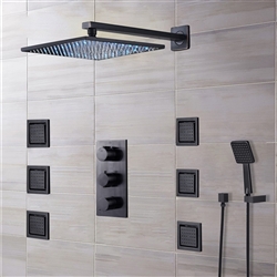 Black Sierra Multi Color Water Powered Led Shower with Adjustable Body Jets and Mixer-Wall Mount Style