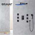 Bravat Argenta Wall Mounted Multi Color Water Powered LED Shower with Adjustable Body Jets and Mixer