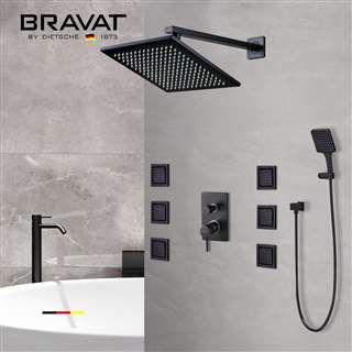 Bravat Water Powered Shower with Adjustable Body Jets and Mixer-Wall Mount Style