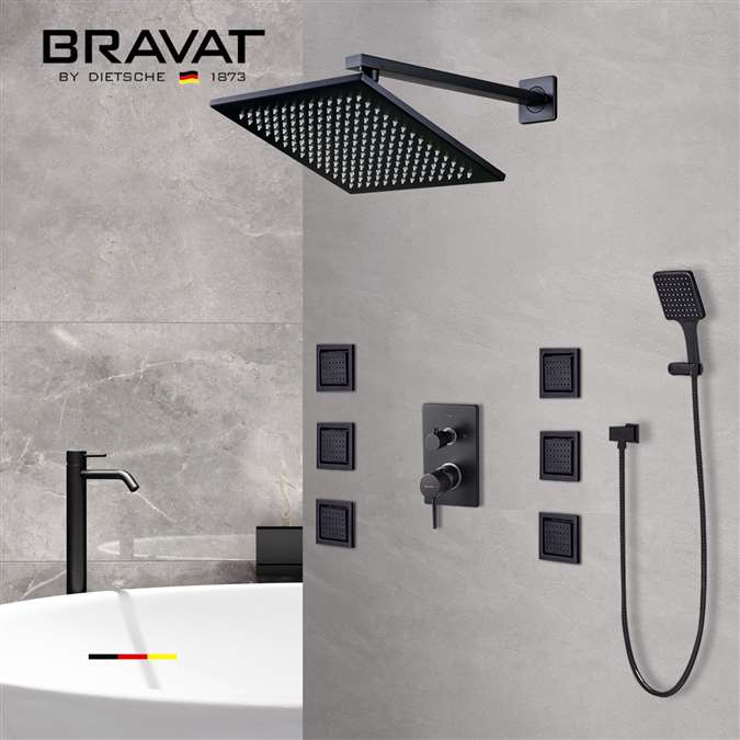 Bravat Water Powered Shower with Adjustable Body Jets and Mixer-Wall Mount Style