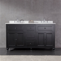 Genoa Double Vanity with White Marble Countertop and Ceramic Sinks