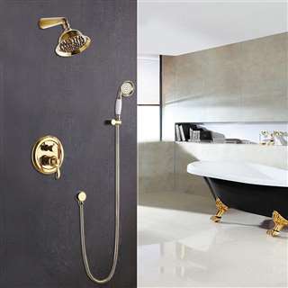 Rome Hotel Wall Mount Gold Shower Set