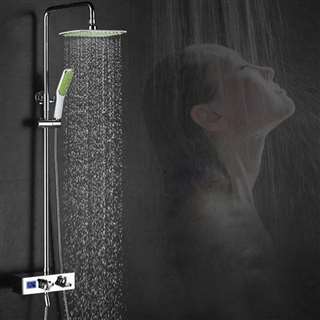 Turin Hotel Chrome Finish Rainfall Shower Set with Digital Display