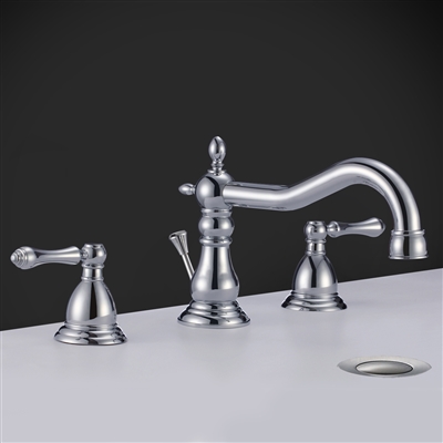 Rome Dual Handle Solid Brass Bathroom Sink Faucet with Drain