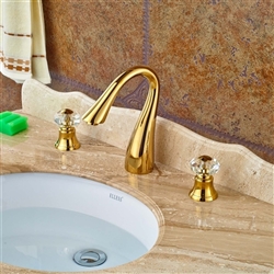 BathSelect Paphos Gold Finish Bathroom Sink Faucet with Crystal Handle