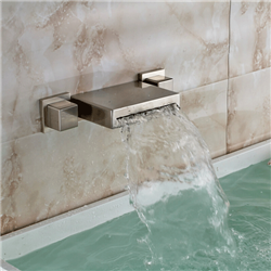 Cali Brushed Nickel Wall Mount Double Handheld Bathtub Faucet