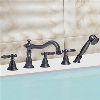 Nantes Triple Handle Solid Brass Bathtub Faucet