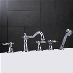 Lille Triple Handle Solid Brass Bathtub Faucet