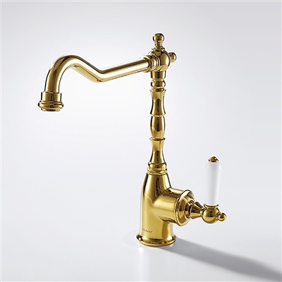 BathSelect Naples Gold Finish Single Handled Kitchen Sink Faucet