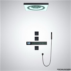 BathSelect Milanese Matte Black Music Thermostatic LED Shower Set