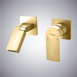 BathSelect Welle Brushed Gold Hot and Cold Wall Mounted Basin Faucet