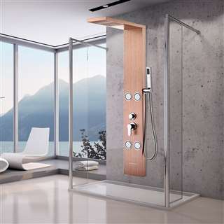 Aveiro Stainless Steel Bronze Shower Panel System with Rainfall Shower & Body Massage Jets