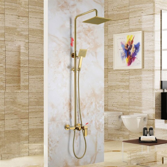 Brass Luxurious Exposed Shower System Gold Bathroom Shower Set