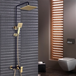 Avignon Solid Brass Luxurious Exposed Oil Rubbed Bronze and Gold Bathroom Shower Set