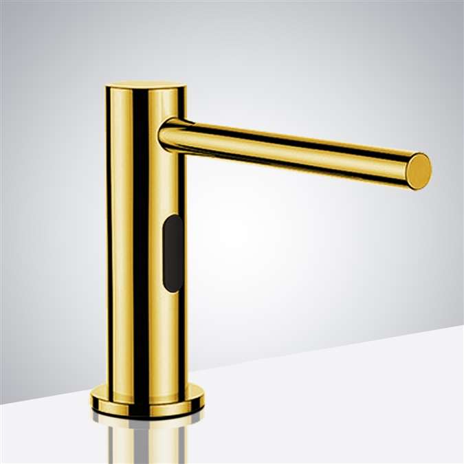 Lenox Hotel Commercial Deck Mount Motion Sensor Soap Dispenser In Shiny Gold Finish