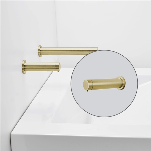 For Luxury Suite Luna Brushed Gold Finish Commercial Dual Sensor Faucet And Soap Dispenser